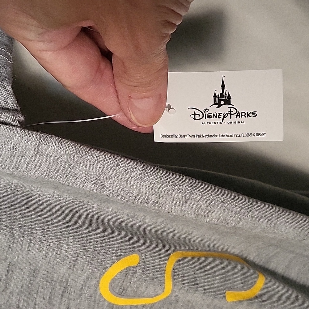 Disney Parks T-Shirt "Beauty and Brains" M Last One Brushed Gray & Yellow & Foil - Picture 5 of 7